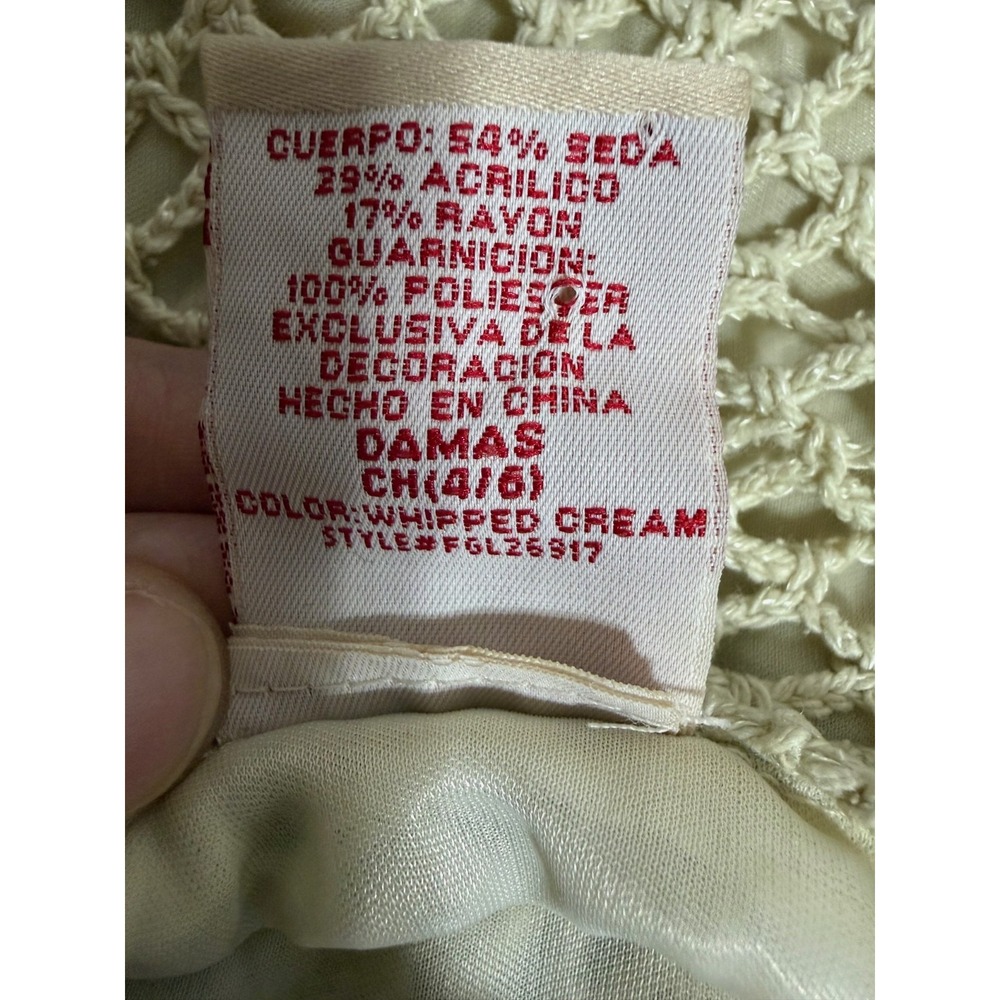 Vintage Y2K Crochet Silk Blend Babydoll Tank Top Small Boho Fairycore Festival - Picture 7 of 8